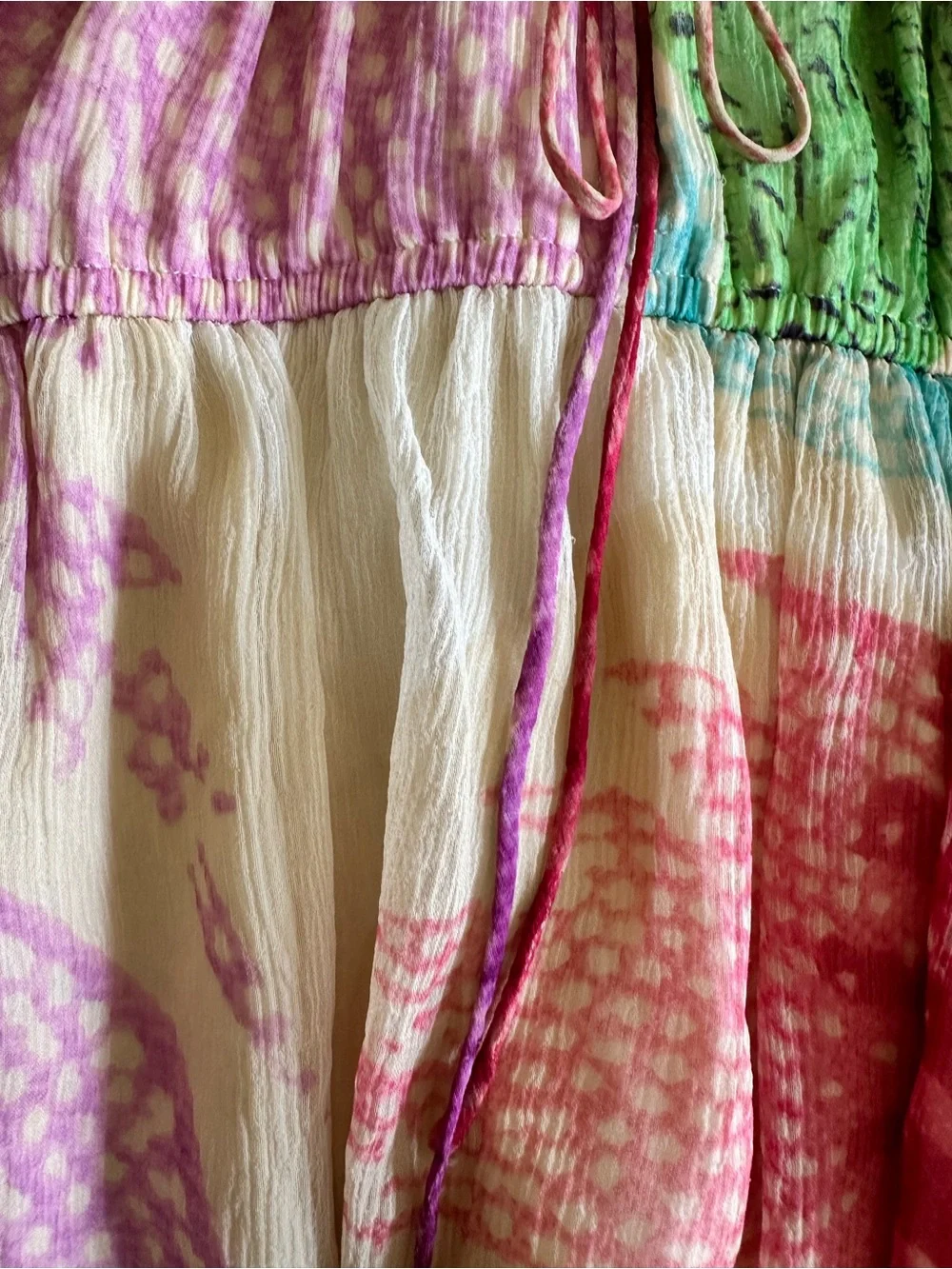 DVF Blouse with Pink and Green Watercolor Print